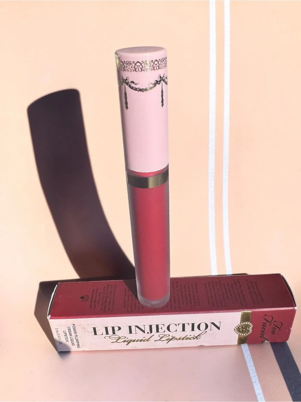 Too Faced Lip Injection Lipstick in Boom Boom Pow. NIB